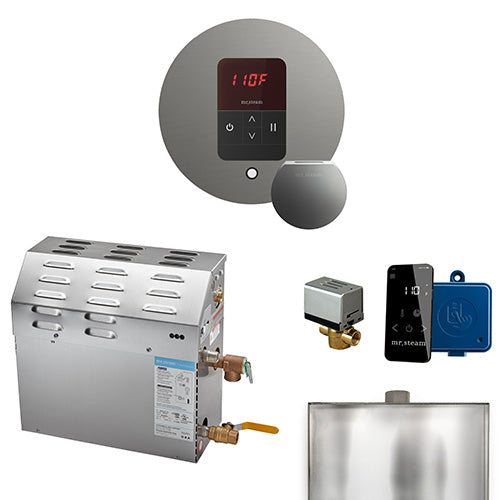Mr. Steam 10kW MSSUPER Residential iTempo Steam Shower Generator Package with Accessories Satin Steel
