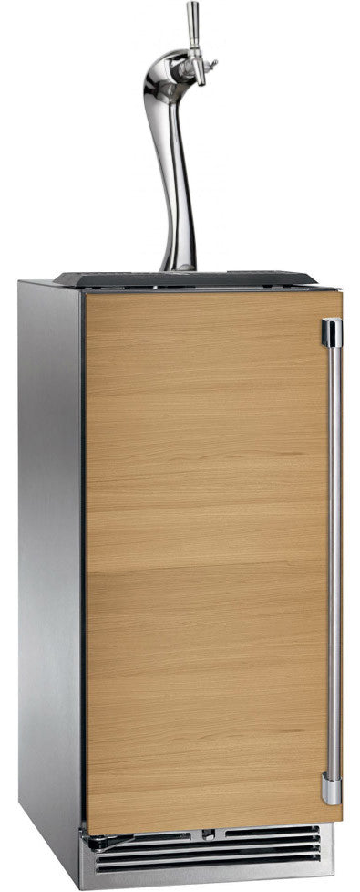 Perlick 15 Inch Signature Series Indoor Undercounter Adara Beer Dispenser Panel Ready Solid Door Brown