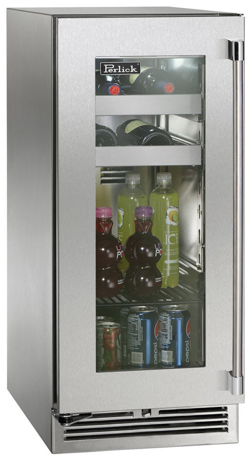 Perlick 15 Inch Signature Series Indoor Undercounter Beverage Center Panel Ready Glass Door Plain