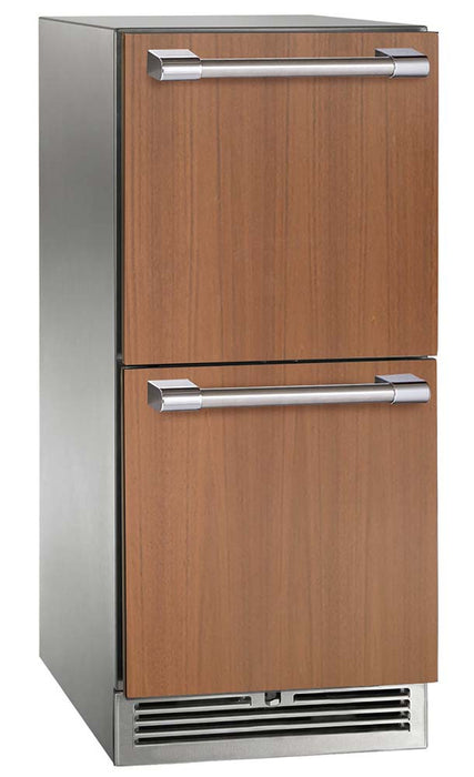 Perlick 15 Inch Signature Series Indoor Undercounter Refrigerator Panel Ready Drawers Dark Brown