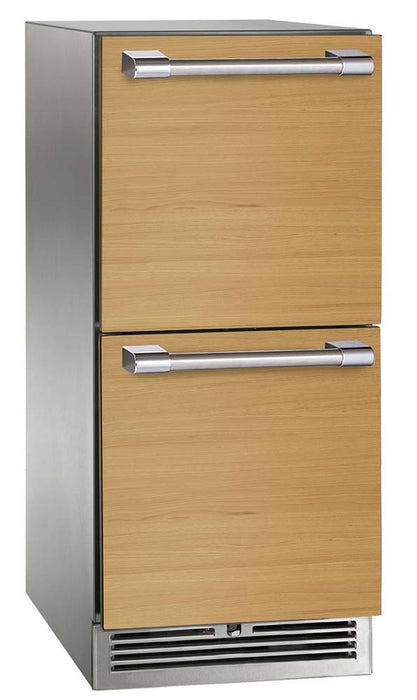 Perlick 15 Inch Signature Series Indoor Undercounter Refrigerator Panel Ready Drawers Brown