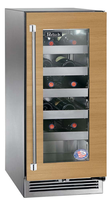 Perlick 15 Inch Signature Series Indoor Undercounter Wine Reserve Panel Ready Glass Door Brown