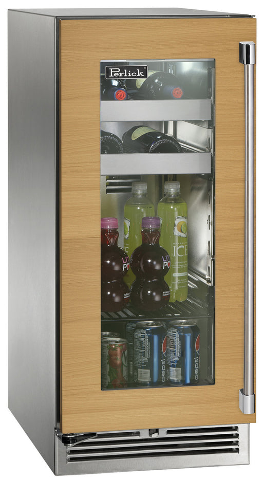 Perlick 15 Inch Signature Series Outdoor Undercounter Beverage Center Panel Ready Glass Door Brown