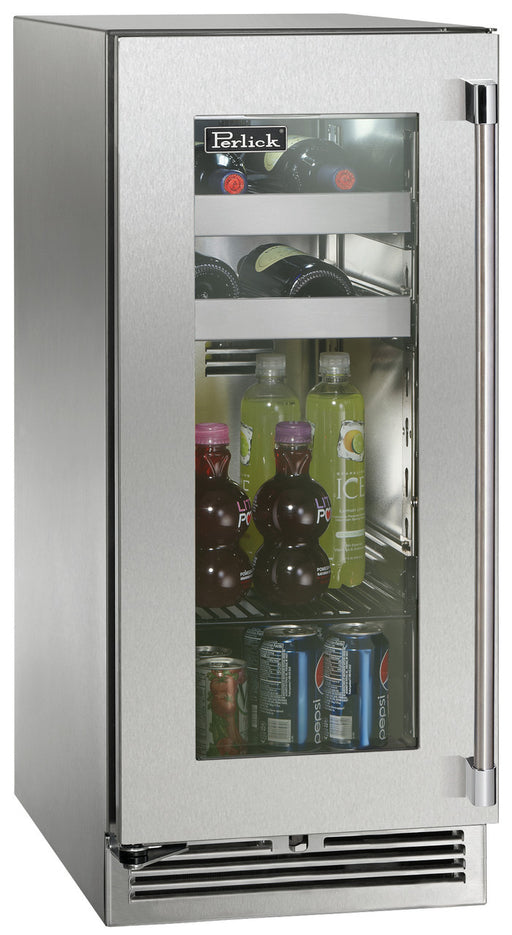 Perlick 15 Inch Signature Series Outdoor Undercounter Beverage Center Stainless Steel Glass Door Main