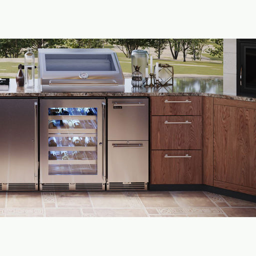 Perlick 15 Inch Signature Series Outdoor Undercounter Refrigerator Stainless Steel Drawers Installed