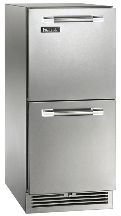 Perlick 15 Inch Signature Series Outdoor Undercounter Refrigerator Stainless Steel Drawers Main