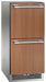 Perlick 15 Inch Signature Series Undercounter Outdoor Marine Grade Refrigerator Panel Ready Drawers Dark Wood