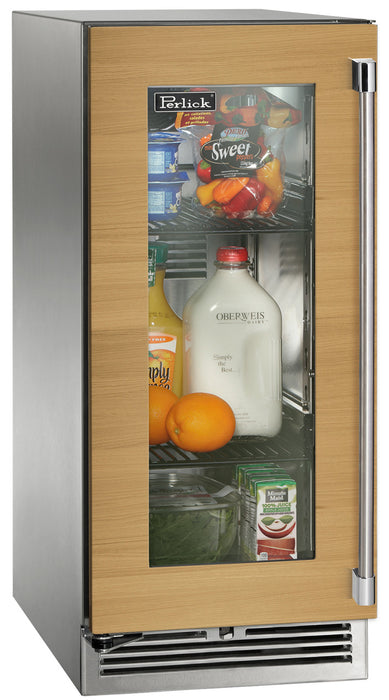 Perlick 15 Inch Signature Series Undercounter Outdoor Marine Grade Refrigerator Panel Ready Glass Door Main