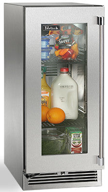 Perlick 15 Inch Signature Series Undercounter Outdoor Marine Grade Refrigerator Stainless Steel Glass Door Main