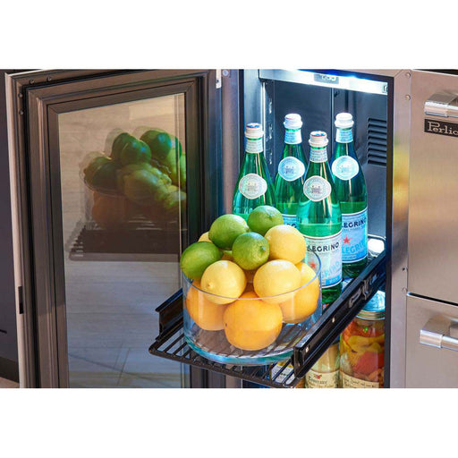 Perlick 15 Inch Signature Series Undercounter Outdoor Marine Grade Refrigerator Stainless Steel Solid Door Installed