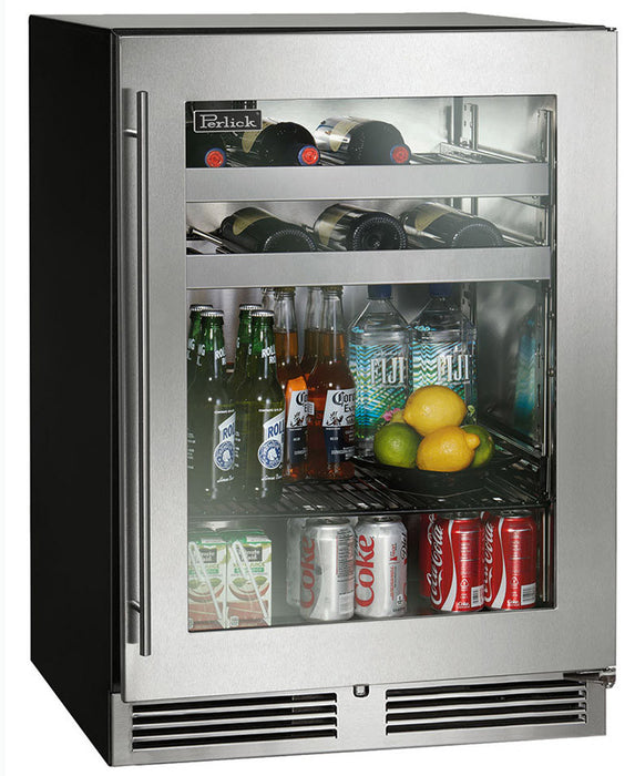 Perlick 24 Inch ADA Compliant Series Indoor Undercounter Beverage Center Stainless Steel Glass Door Main