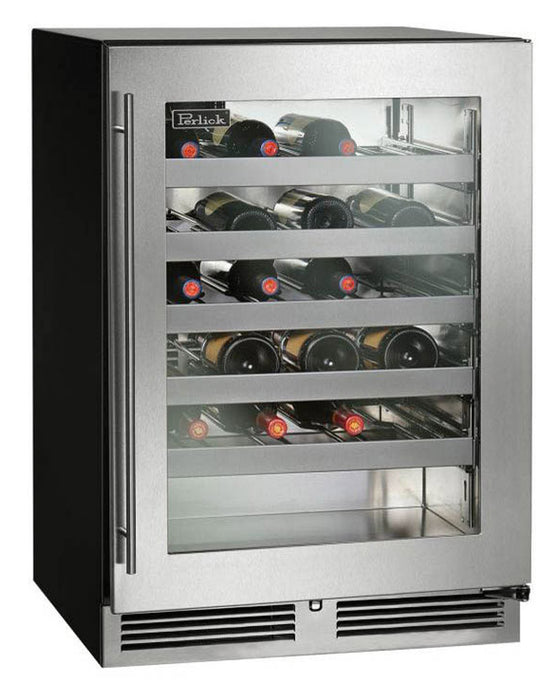 Perlick 24 Inch ADA Compliant Series Indoor Undercounter Single Zone Wine Reserve Stainless Steel Glass Door Main