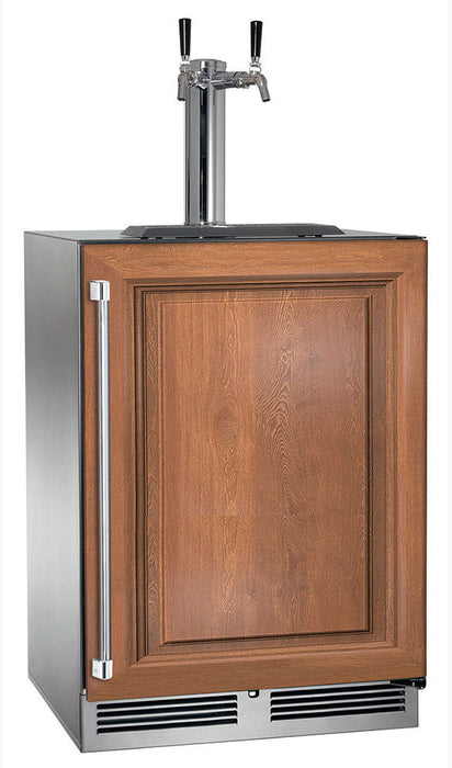 Perlick 24 Inch C-Series Indoor Undercounter Beer Dispenser Two Tap Panel Ready Solid Door Brown
