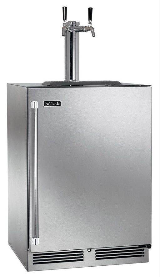 Perlick 24 Inch C-Series Indoor Undercounter Beer Dispenser Two Tap Stainless Steel Solid Door Main