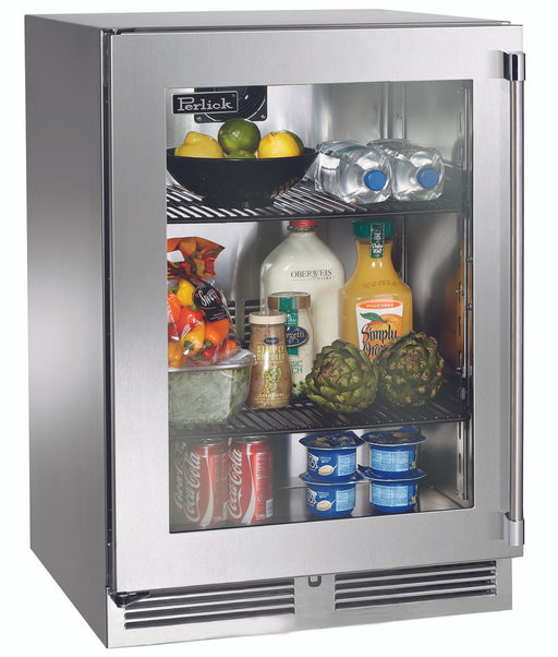 Perlick 24 Inch C-Series Indoor Undercounter Refrigerator Stainless Steel Glass Door Main