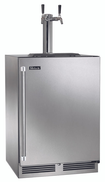Perlick 24 Inch C-Series Outdoor Undercounter Two Tap Beer Dispenser Stainless Steel Solid Door Main