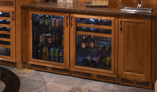 Perlick 24 Inch Signature Series 18" Shallow Depth Indoor Undercounter Beverage Center Panel Ready Glass Door Installed