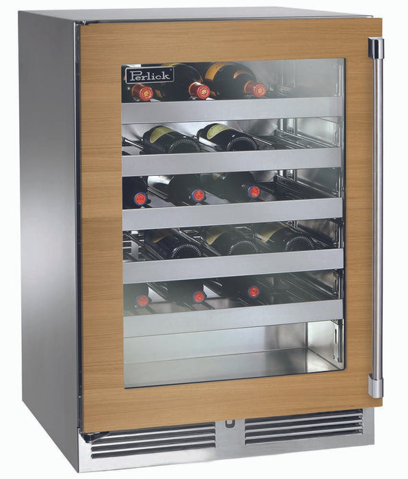 Perlick 24 Inch Signature Series 18" Shallow Depth Indoor Undercounter Single Zone Wine Reserve Panel Ready Glass Door Main