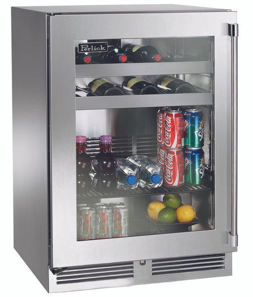 Perlick 24 Inch Signature Series 18" Shallow Depth Outdoor Marine Grade Beverage Center Glass Solid Door Main