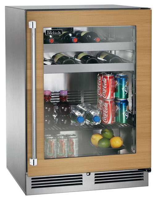 Perlick 24 Inch Signature Series 18" Shallow Depth Outdoor Marine Grade Beverage Center Panel Ready Glass Door Main