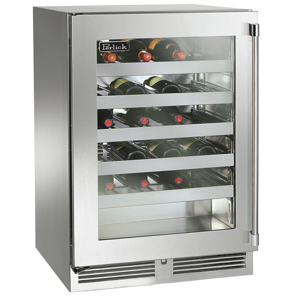 Perlick 24 Inch Signature Series 18" Shallow Depth Outdoor Marine Grade Wine Reserve Stainless Steel Glass Door Main