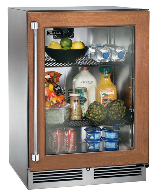 Perlick 24 Inch Signature Series 18" Shallow Depth Outdoor Undercounter Refrigerator Panel Ready Glass Door Dark Brown