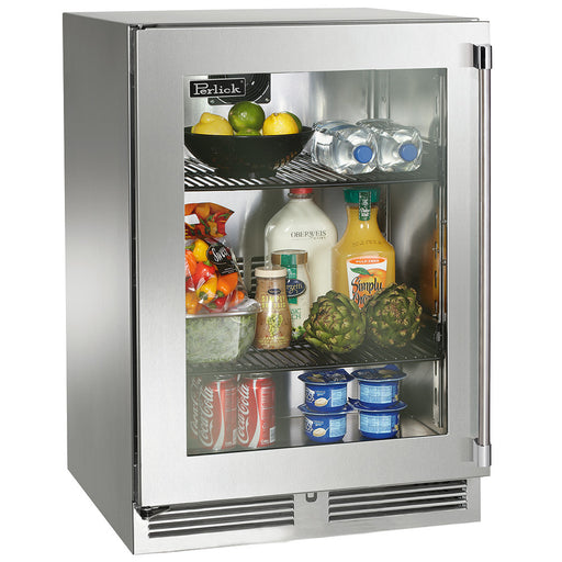 Perlick 24 Inch Signature Series 18" Shallow Depth Outdoor Undercounter Refrigerator Stainless Steel Glass Door Main