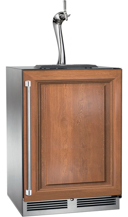 Perlick 24 Inch Signature Series Indoor Undercounter Adara Beer Dispenser Single Tap Panel Ready Solid Door Brown