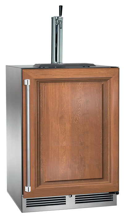 Perlick 24 Inch Signature Series Indoor Undercounter Beer Dispenser Single Tap Panel Ready Solid Door Brown