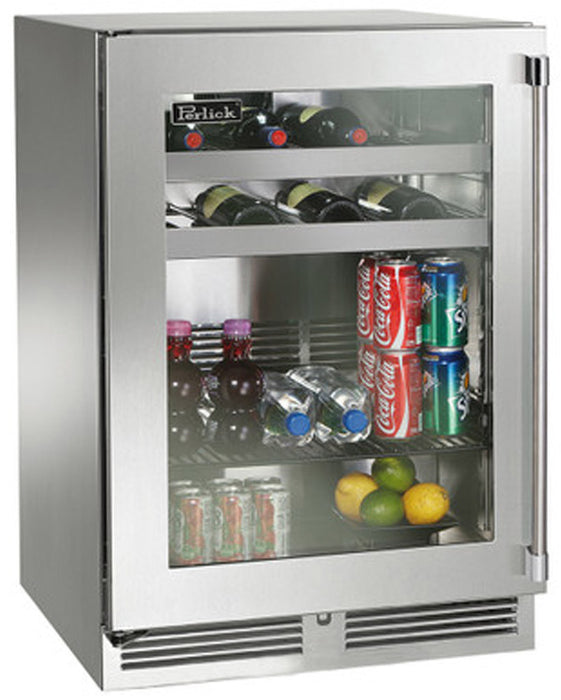 Perlick 24 Inch Signature Series Indoor Undercounter Beverage Center Stainless Steel Glass Door Main