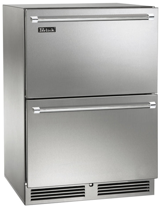 Perlick 24 Inch Signature Series Indoor Undercounter Dual Zone Freezer/Refrigerator Stainless Steel Drawers Main