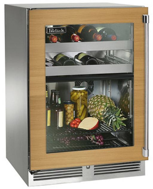 Perlick 24 Inch Signature Series Indoor Undercounter Dual Zone Refrigerator/Wine Reserver Panel Ready Glass Door Main