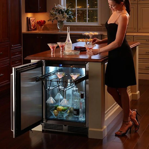 Perlick 24 Inch Signature Series Indoor Undercounter Freezer Stainless Steel Solid Door Installed