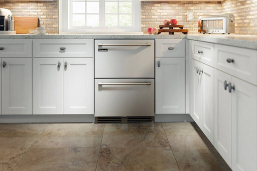 Perlick 24 Inch Signature Series Indoor Undercounter Refrigerator Stainless Steel Drawers Installed