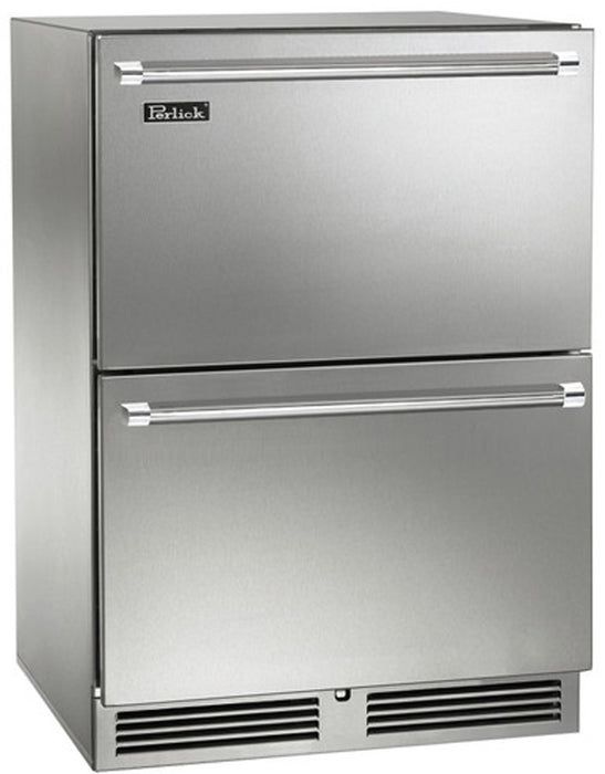 Perlick 24 Inch Signature Series Indoor Undercounter Refrigerator Stainless Steel Drawers Main