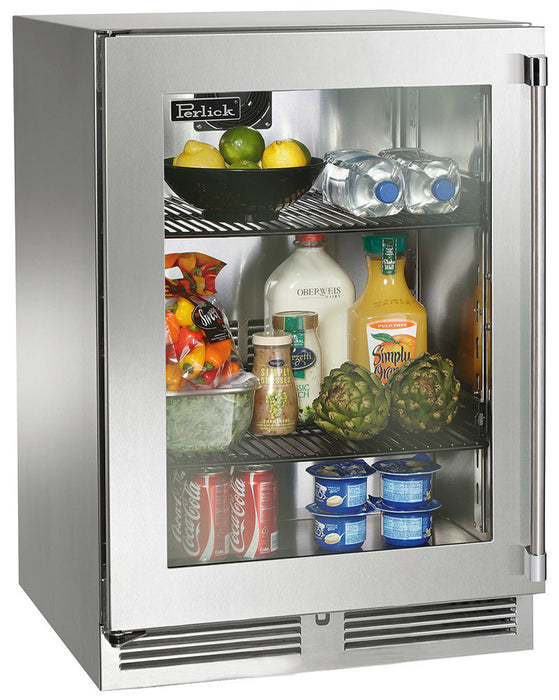 Perlick 24 Inch Signature Series Indoor Undercounter Refrigerator Stainless Steel Glass Door Main