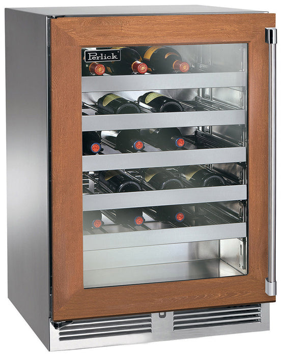 Perlick 24 Inch Signature Series Indoor Undercounter Single Zone Wine Reserver Panel Ready Glass Door Brown