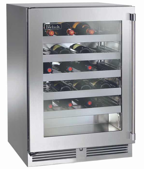 Perlick 24 Inch Signature Series Indoor Undercounter Single Zone Wine Reserver Stainless Steel Glass Door Main