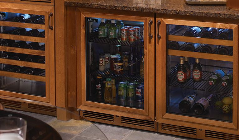 Perlick 24 Inch Signature Series Outdoor Undercounter Beverage Center Panel Ready Glass Door Installed