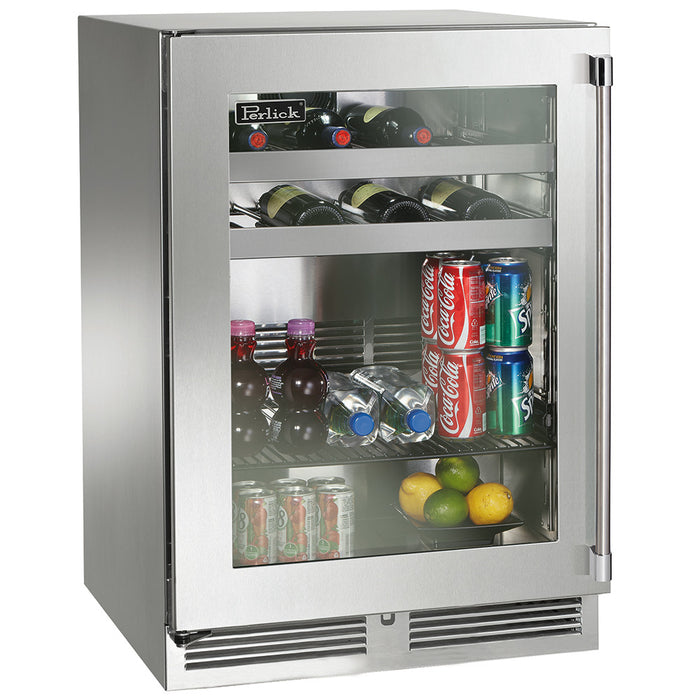 Perlick 24 Inch Signature Series Outdoor Undercounter Beverage Center Stainless Steel Glass Door Main