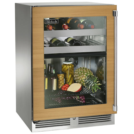 Perlick 24 Inch Signature Series Outdoor Undercounter Dual Zone Refrigerator/Wine Reserve Panel Ready Glass Door Main