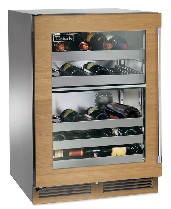 Perlick 24 Inch Signature Series Outdoor Undercounter Dual Zone Wine Reserver Panel Ready Glass Door Main