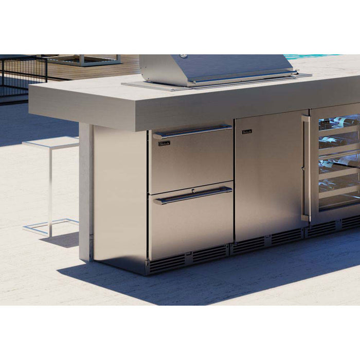 Perlick 24 Inch Signature Series Outdoor Undercounter Freezer Stainless Steel Drawers Installed