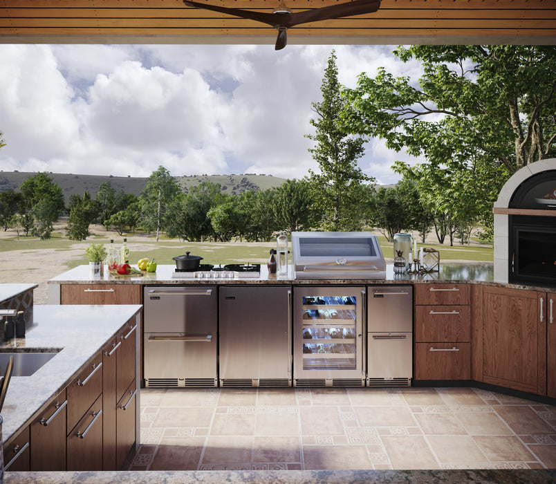 Perlick 24 Inch Signature Series Outdoor Undercounter Freezer Stainless Steel Solid Door Installed