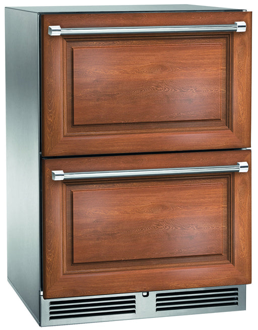 Perlick 24 Inch Signature Series Outdoor Undercounter Refrigerator Panel Ready Drawers Dark Brown