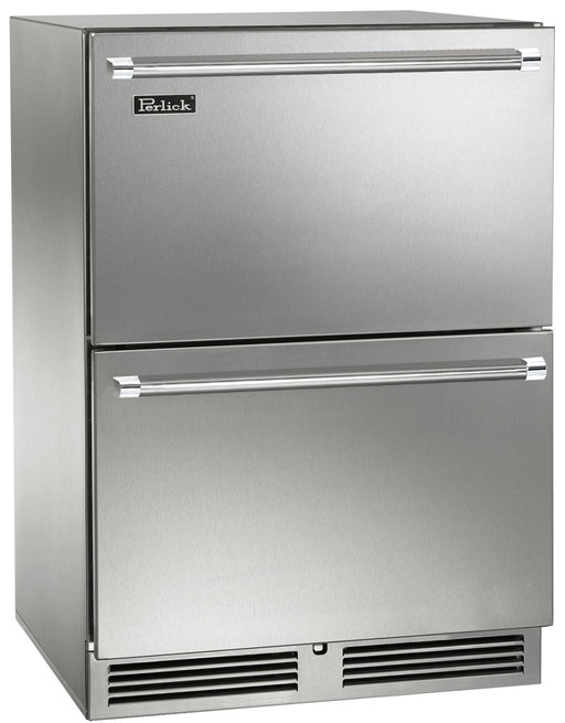 Perlick 24 Inch Signature Series Outdoor Undercounter Refrigerator Stainless Steel Solid Drawers Main