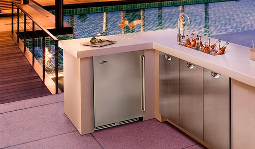 Perlick 24 Inch Signature Series Outdoor Undercounter Single Zone Wine Reserver Stainless Steel Solid Door Installed