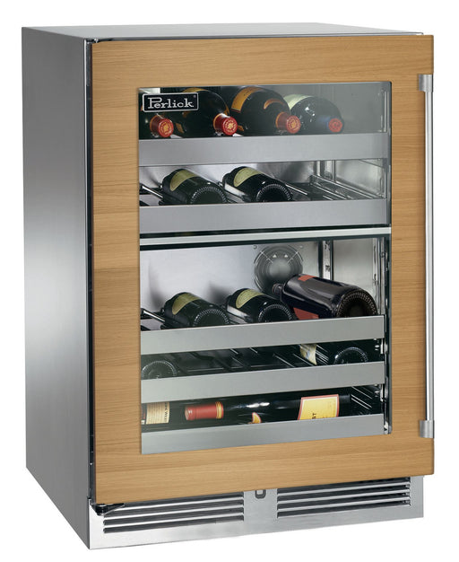 Perlick 24 Inch Signature Series Undercounter Outdoor Marine Grade Dual Zone Wine Reserve Panel Ready Glass Door Main