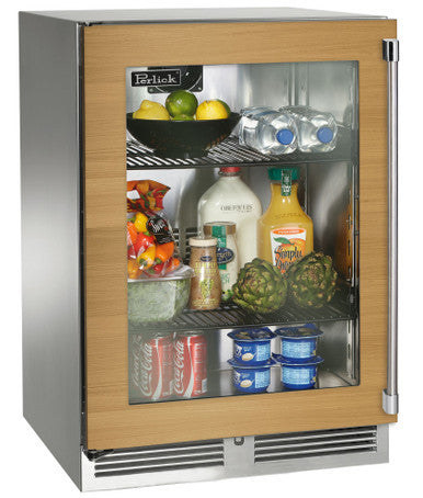 Perlick 24 Inch Signature Series Undercounter Outdoor Marine Grade Refrigerator Panel Ready Glass Door Main