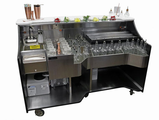 Perlick 70 Inch Signature Series Indoor/Outdoor Tobin Ellis Mobile Bar with One Drainboard and Hand Wash Sink w/ Drinks